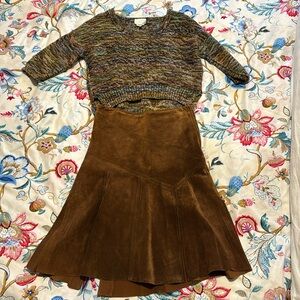 Brown suede danier skirt